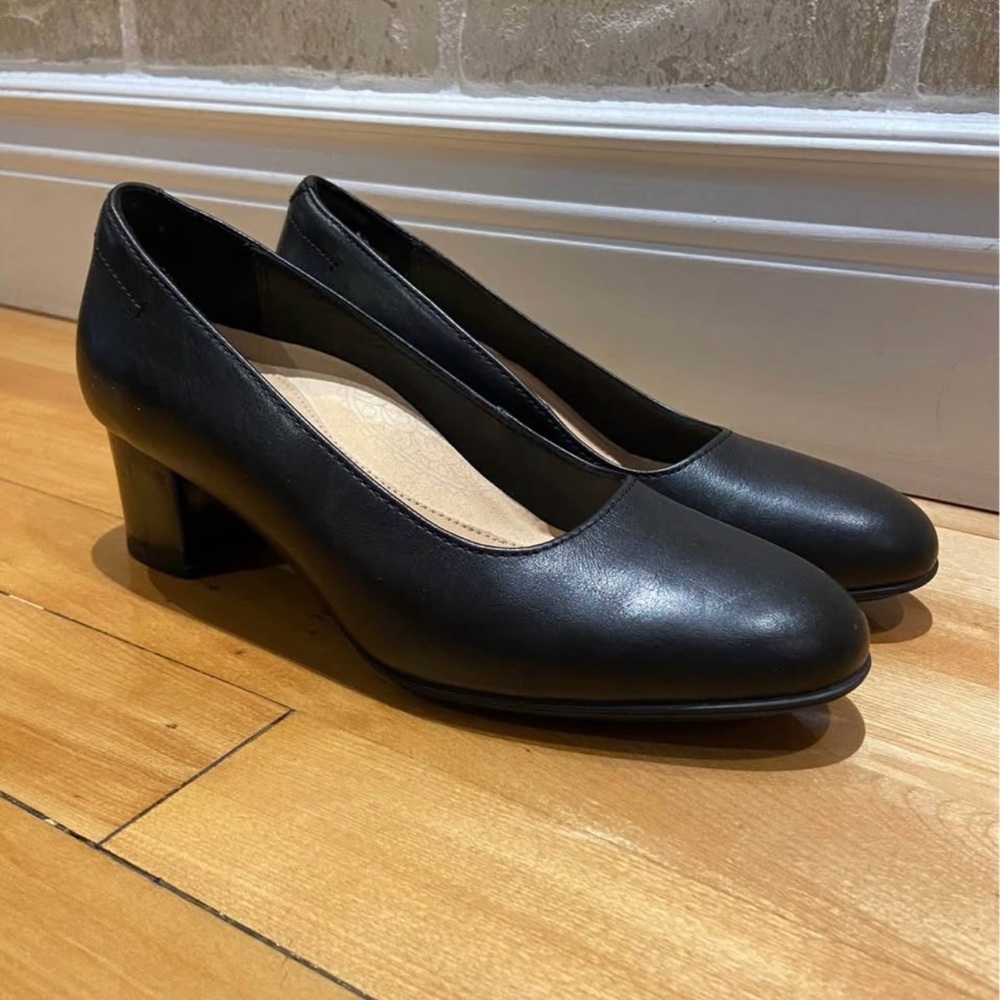 Clarks Black Leather Heels